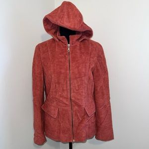 L.L. Bean winter fleece hooded (removable) jacket/coat salmon color size M